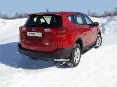 Защита заднего бампера уголки 60 мм ТСС для Toyota RAV4 2013-2015