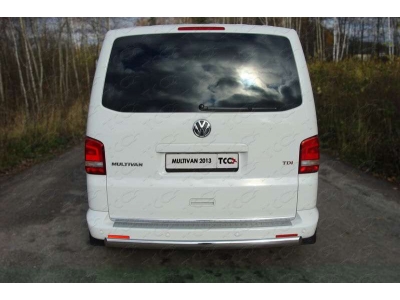 Защита заднего бампера овальная 75х42 мм ТСС для Volkswagen Multivan/Caravelle 2009-2015