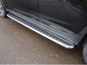 Пороги с площадкой алюминиевый лист 42 мм для Subaru XV № SUBXV17-06